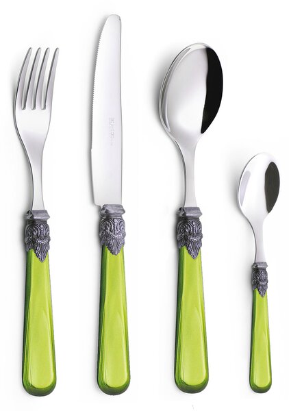 Servizio Set di Posate 24 pezzi in Acciaio Inox Eme Napoleon Perlato Verde 69