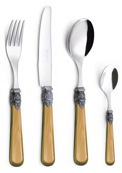 Servizio Set di Posate 24 pezzi in Acciaio Inox Eme Napoleon Perlato Miele 12