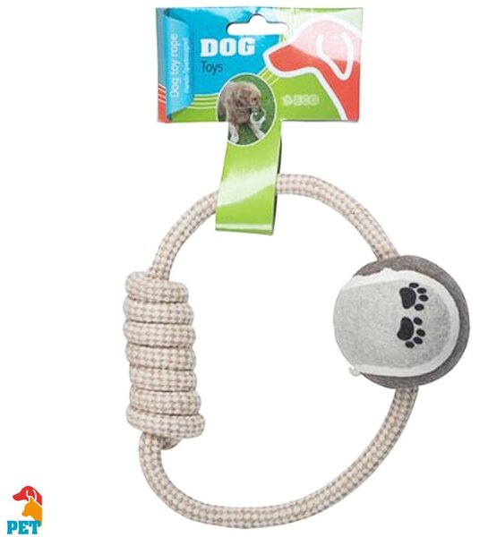 Gioco per Cani Anelli in Corda e Palla Dog Toy Rope In Cotone Atossico