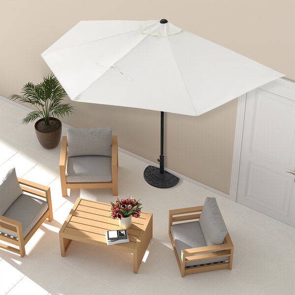 Ombrellone Mezzaluna a Parete da Giardino Parasole a Muro 270 cm in Poliestere Beige