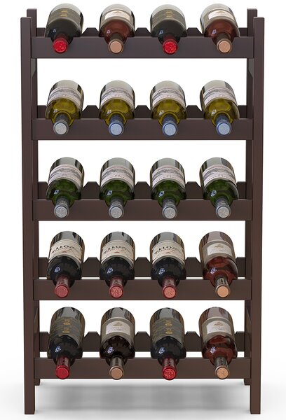 Cantinetta Portavino con 20 Scomparti Portabottiglie in Legno Bambù Colore Noce