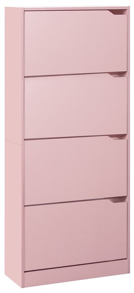 Scarpiera 4 Ante 63x24x150cm Ripiani Doppia Profondità Porta Scarpe in MDF Rosa