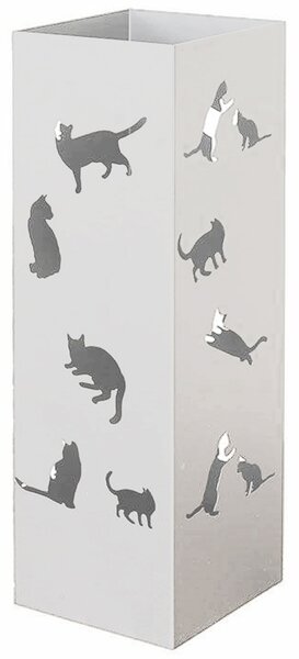 Portaombrelli per Ingresso Design Gatti Porta Ombrelli 15,5x15,5x49 cm in Ferro Bianco