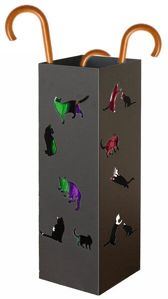 Portaombrelli per Ingresso Design Gatti Porta Ombrelli 15,5x15,5x49 cm in Ferro Nero