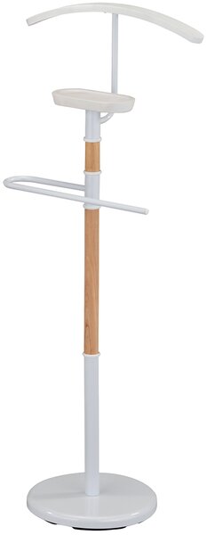 Appendiabiti Indossatore a Piantana Stand Attaccapanni Legno Naturale e Bianco