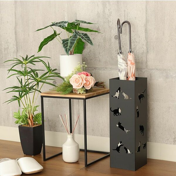 Portaombrelli per Ingresso Design Gatti Porta Ombrelli 15,5x15,5x49 cm in Ferro Nero