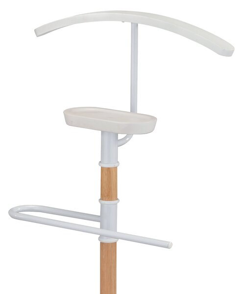 Appendiabiti Indossatore a Piantana Stand Attaccapanni Legno Naturale e Bianco