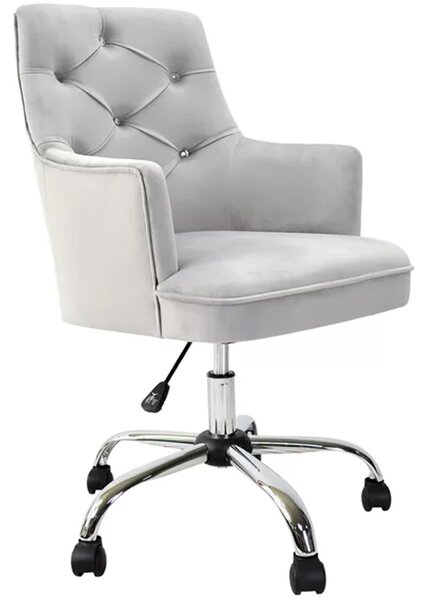 Sedia da Ufficio Ergonomica Girevole 360° Poltrona in Velluto Grigio