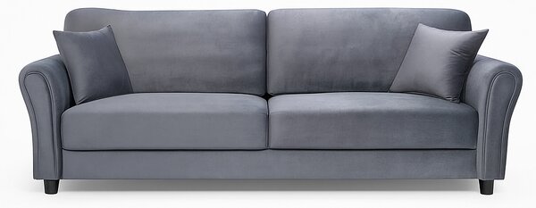 Divano 3 Posti 212x75x87cm con Rivestimento in Velluto Premium Grigio