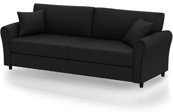 Divano 3 Posti 212x75x87 cm con Rivestimento in Tessuto Premium Nero