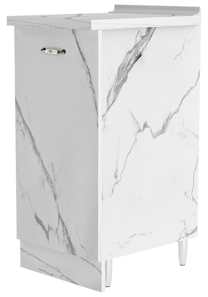 Mobile Base da Cucina Componibile 1 Anta in Legno Bianco Effetto Marmo