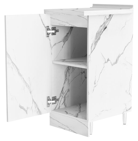 Mobile Base da Cucina Componibile 1 Anta in Legno Bianco Effetto Marmo