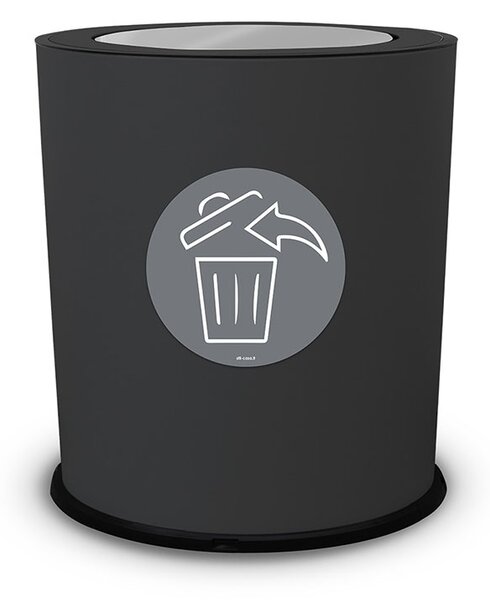 Pattumiera a Bidone con Coperchio Basculante Ø35x40 cm 4 Scomparti 38 L Totali in Metallo Verniciato Nero