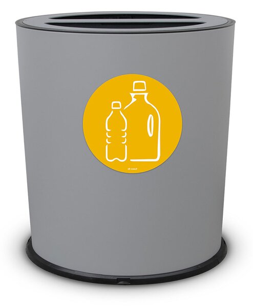 Pattumiera a Bidone per Raccolta Differenziata Ø35x40 cm 2 Scomparti 38 L Totali in Metallo Verniciato Grigio