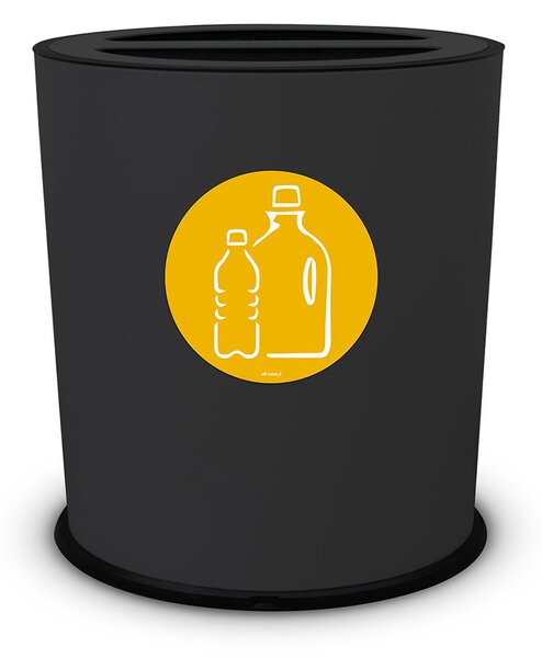 Pattumiera a Bidone per Raccolta Differenziata Ø35x40 cm 2 Scomparti 38 L Totali in Metallo Verniciato Nero