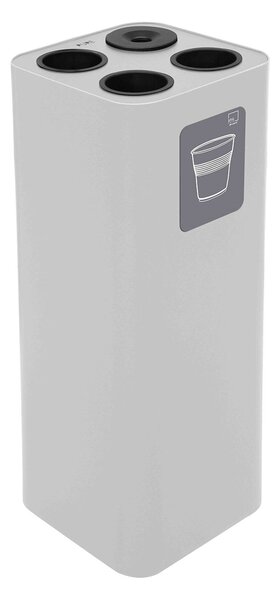 Pattumiera a Bidone da 60 L 30,2x30,2x 82,5 cm 3 Scomparti Tubolari e 1 Vaschetta in Acciaio Verniciato Bianco