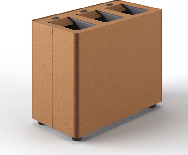 Pattumiera a 3 Scomparti Totale 24 L 48,5x25,5x39 cm con Contenitori Interni in Acciaio Verniciato Corten