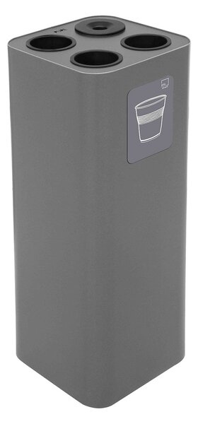 Pattumiera a Bidone da 60 L 30,2x30,2x 82,5 cm 3 Scomparti Tubolari e 1 Vaschetta in Acciaio Verniciato Grigio