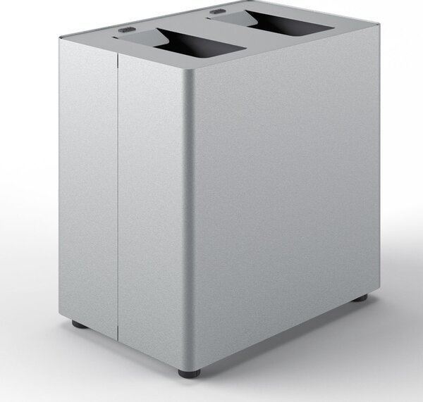 Pattumiera a 2 Scomparti Totale 48 L 48,5x33x49 cm con Contenitori Interni in Acciaio Verniciato Grigio