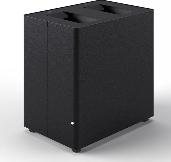 Pattumiera a 2 Scomparti Totale 48 L 48,5x33x49 cm con Contenitori Interni in Acciaio Verniciato Nero
