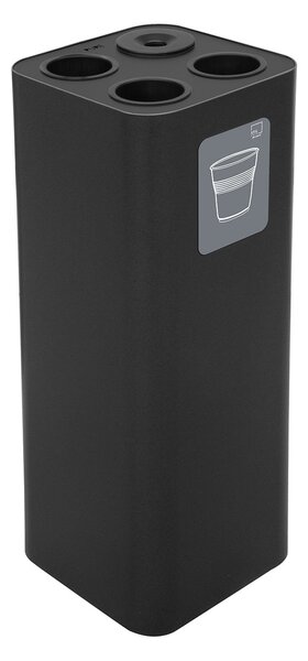 Pattumiera a Bidone da 60 L 30,2x30,2x 82,5 cm 3 Scomparti Tubolari e 1 Vaschetta in Acciaio Verniciato Nero