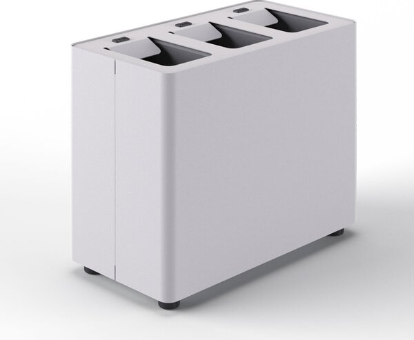 Pattumiera a 3 Scomparti Totale 24 L 48,5x25,5x39 cm con Contenitori Interni in Acciaio Verniciato Bianco
