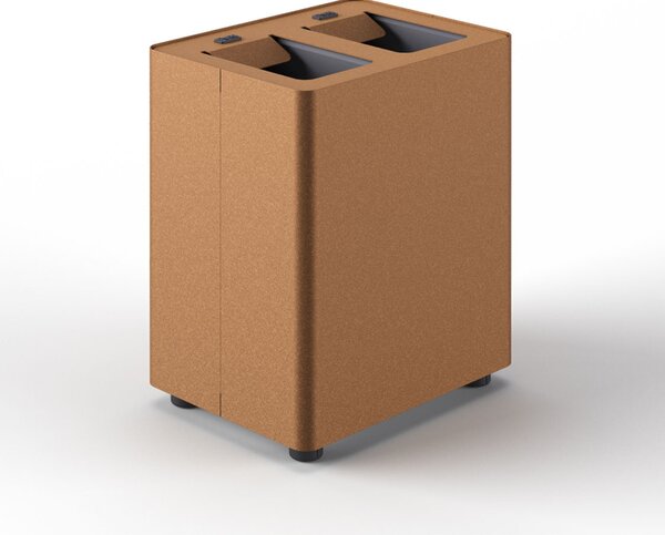 Pattumiera a 2 Scomparti Totale 16 L 33x25,5x39 cm con Contenitori Interni in Acciaio Verniciato Corten