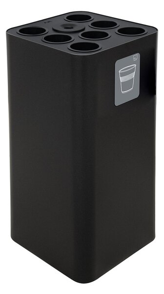 Pattumiera a Bidone da 100 L 38,3x38,3x82,5 cm 7 Scomparti Tubolari e 1 Vaschetta in Acciaio Verniciato Nero
