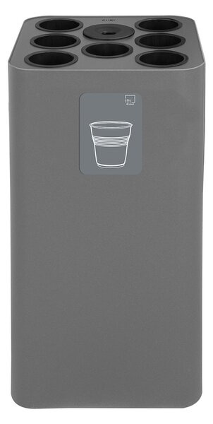 Pattumiera a Bidone da 100 L 38,3x38,3x82,5 cm 7 Scomparti Tubolari e 1 Vaschetta in Acciaio Verniciato Grigio