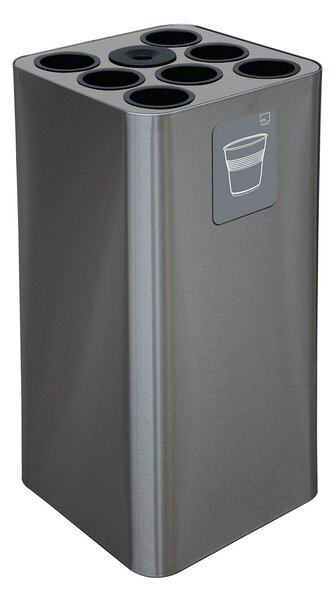 Pattumiera a Bidone da 100 L 38,3x38,3x82,5 cm 7 Scomparti Tubolari e 1 Vaschetta in Acciaio Inox Satinato