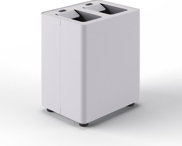 Pattumiera a 2 Scomparti Totale 16 L 33x25,5x39 cm con Contenitori Interni in Acciaio Verniciato Bianco