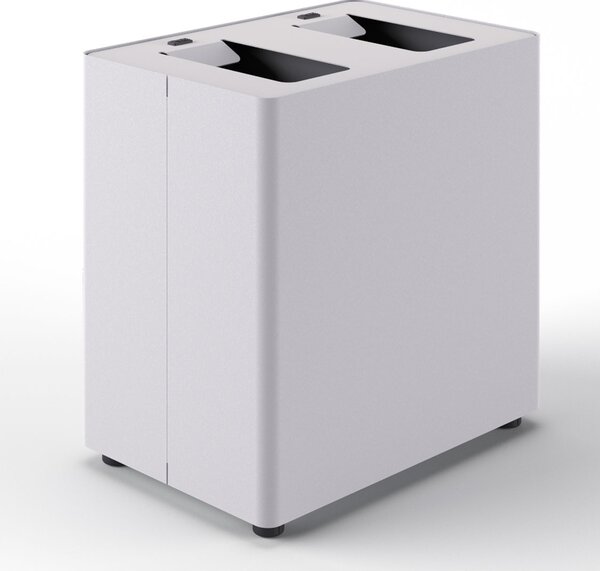 Pattumiera a 2 Scomparti Totale 48 L 48,5x33x49 cm con Contenitori Interni in Acciaio Verniciato Bianco