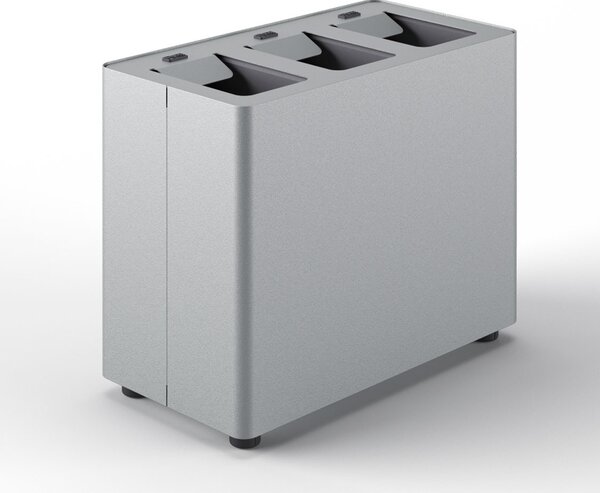 Pattumiera a 3 Scomparti Totale 24 L 48,5x25,5x39 cm con Contenitori Interni in Acciaio Verniciato Grigio