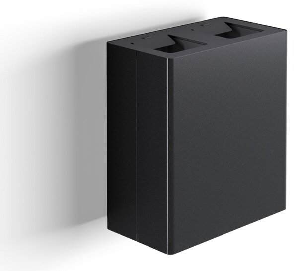 Pattumiera a Muro a 2 Scomparti Totale 40 L 51x28x56 cm con Contenitori Interni in Acciaio Verniciato Nero