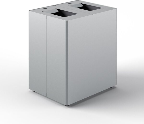 Pattumiera a 2 Scomparti Totale 90 L 56x44x 63 cm con Contenitori Interni in Acciaio Verniciato Grigio