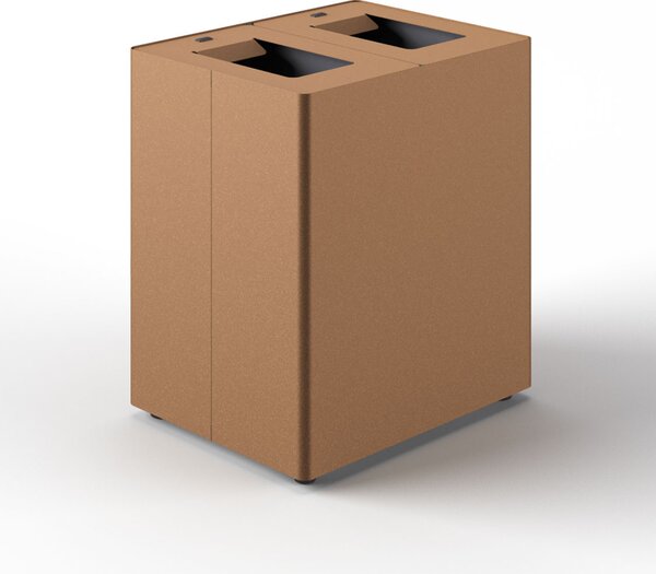 Pattumiera a 2 Scomparti Totale 90 L 56x44x 63 cm con Contenitori Interni in Acciaio Verniciato Corten