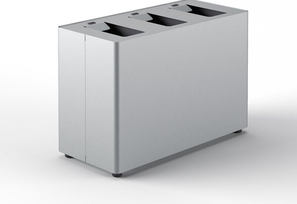 Pattumiera a 3 Scomparti Totale 72 L 71,5x33x49 cm con Contenitori Interni in Acciaio Verniciato Grigio
