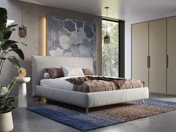 EROS letto imbottito in piuma con vano contenitore in pregiato e fresc