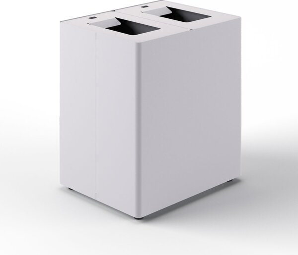 Pattumiera a 2 Scomparti Totale 90 L 56x44x 63 cm con Contenitori Interni in Acciaio Verniciato Bianco