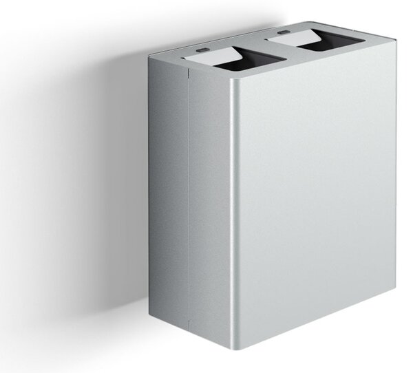 Pattumiera a Muro a 2 Scomparti Totale 40 L 51x28x56 cm con Contenitori Interni in Acciaio Verniciato Grigio