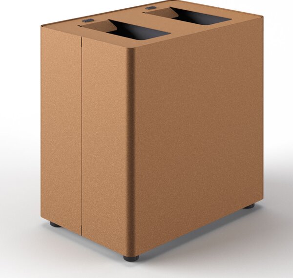 Pattumiera a 2 Scomparti Totale 48 L 48,5x33x49 cm con Contenitori Interni in Acciaio Verniciato Corten