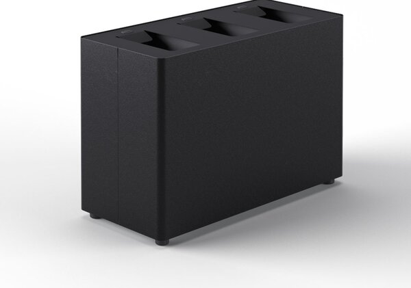 Pattumiera a 3 Scomparti Totale 72 L 71,5x33x49 cm con Contenitori Interni in Acciaio Verniciato Nero