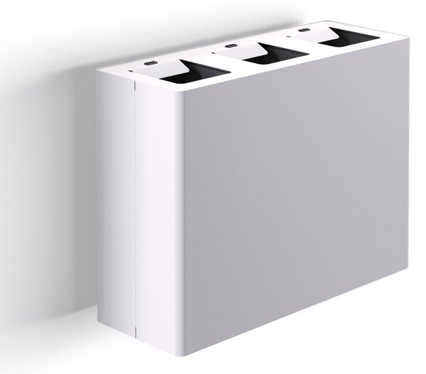 Pattumiera a Muro a 3 Scomparti Totale 60 L 76x28x56 cm con Contenitori Interni in Acciaio Verniciato Bianco