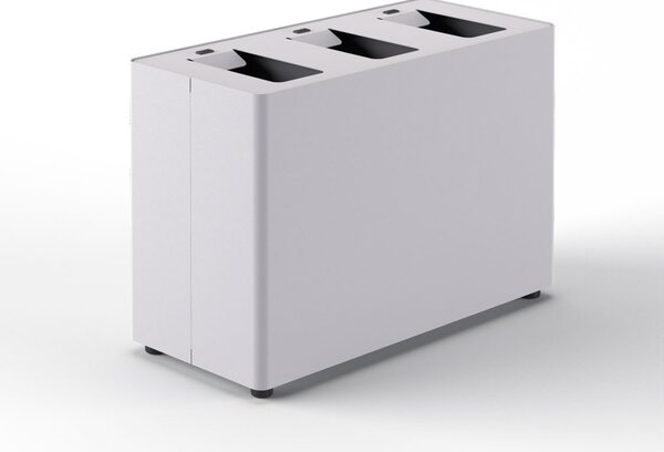 Pattumiera a 3 Scomparti Totale 72 L 71,5x33x49 cm con Contenitori Interni in Acciaio Verniciato Bianco