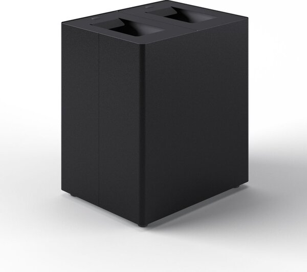 Pattumiera a 2 Scomparti Totale 90 L 56x44x 63 cm con Contenitori Interni in Acciaio Verniciato Nero