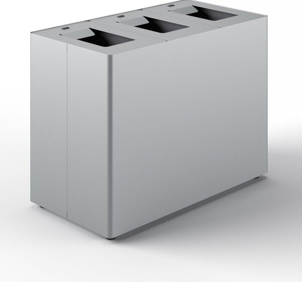 Pattumiera a 3 Scomparti Totale 135 L 84x44x63 cm con Contenitori Interni in Acciaio Verniciato Grigio
