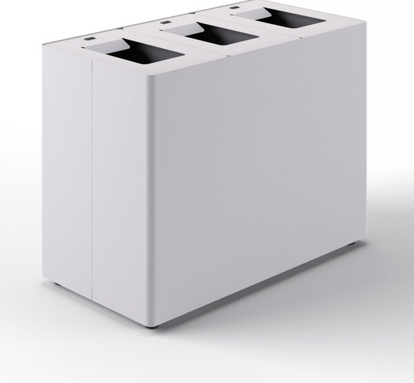 Pattumiera a 3 Scomparti Totale 135 L 84x44x63 cm con Contenitori Interni in Acciaio Verniciato Bianco