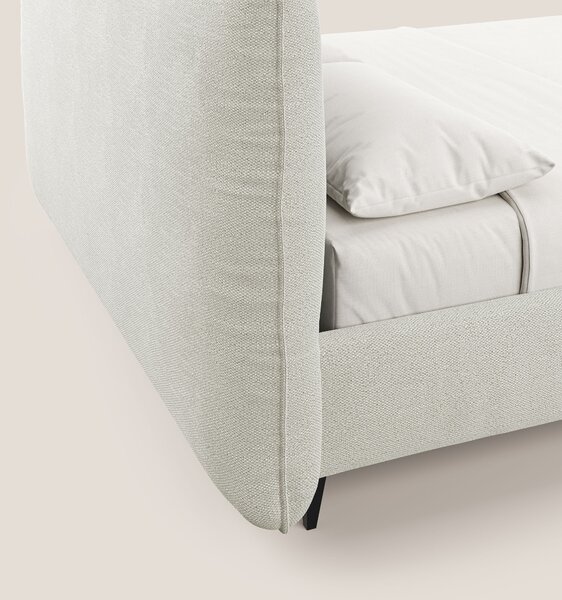 EROS letto imbottito in piuma con vano contenitore in pregiato e fresc
