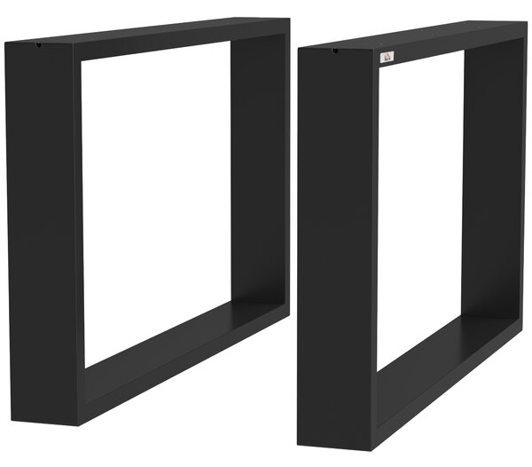 Set 2 Gambe per Tavolino Rettangolari Stile Industriale 70x8x41 cm Capacità 60 kg in Acciaio Nero