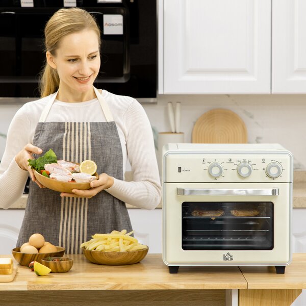 Mini Forno Elettrico 20L Ventilato 1400W con Aria Calda e Accessori Crema